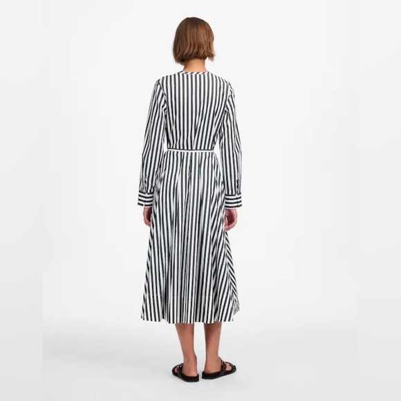Madewell deep forest Tie-Waist Midi Shirtdress in Stripe - Picture 3 of 4